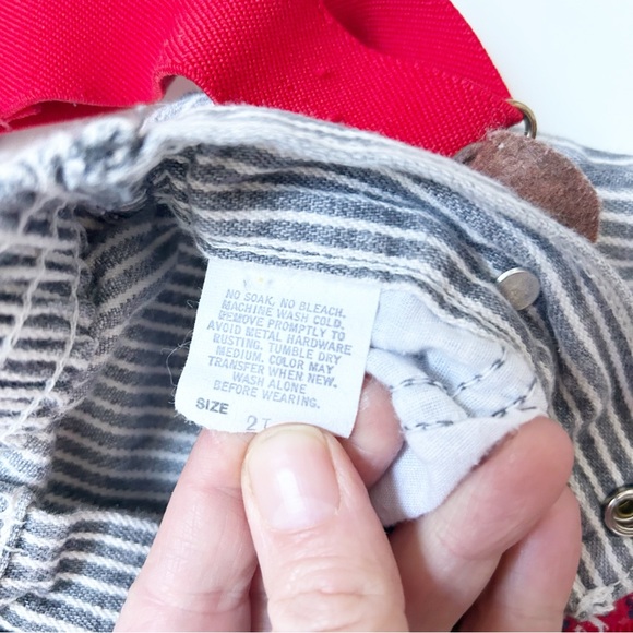 Vintage Retro OshKosh B'gosh Railroad Striped Overalls w/ Suspenders & Patches - Picture 9 of 15